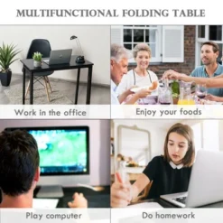 Costway Foldable Computer Desk Home Office Laptop Table Writing Desk Study Table Natural/White/Brown/Black -Costway GUEST f72a7446 26b5 4ba6 9049 d231bbf98287