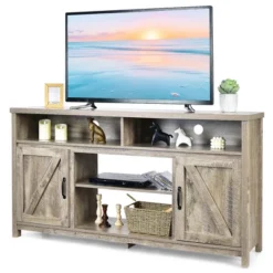 Costway 59'' TV Stand Media Center Console Cabinet W/ Barn Door For TV's 65'' NaturalBlackCoffee -Costway GUEST f73c7be9 97bc 46d9 b838 8c00ee2ae215