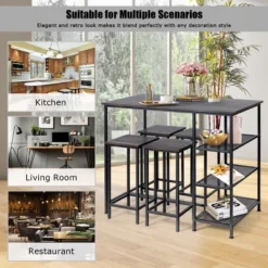 Costway 5 Piece Counter Dining Table Set Bar Pub Table Set Metal Frame Black -Costway GUEST f7587a04 0095 4cc1 8780 3b2d22969094