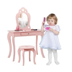 Costway Kids Vanity Set Princess Makeup Dressing Play Table Set W/Mirror -Costway GUEST f765122f 8e07 411a 8225 26b6aa0aa2a5