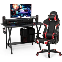 Costway Gaming Computer Desk&Massage Gaming Chair Set W/Monitor Shelf Power Strip 26 Costway Gaming Computer Desk&Massage Gaming Chair Set W/Monitor Shelf Power Strip -Costway GUEST f7657b79 0797 4ee8 bfd2 8c4ac87d87c5