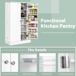 Costway 41'' Farmhouse Kitchen Pantry Storage Cabinet W/Doors Adjustable Shelves -Costway GUEST f7660067 65ad 4246 a529 ede4b6280484