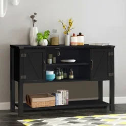 Costway Barn Door TV Stand Console Sideboard Buffet For TVs Up To 60'' W/Storage Cabinets -Costway GUEST f7986b16 4c81 4037 8693 d155caee52c8