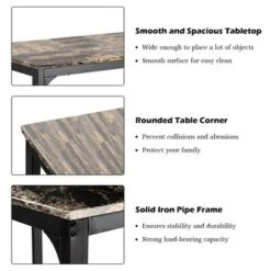 Costway 3 PCS Counter Height Dining Set Faux Marble Table 2 Chairs Kitchen Bar Furniture -Costway GUEST f7991759 832f 4293 80db 7e8c9058a022