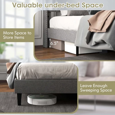 Costway Full/Queen Size Upholstered Platform Bed Button Tufted Headboard Mattress Foundation 9 Costway Full/Queen Size Upholstered Platform Bed Button Tufted Headboard Mattress Foundation - Image 7