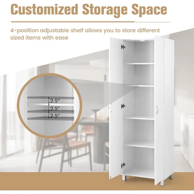 Costway 73.5''Double Door Tall Pantry Cabinet Freestanding Versatile Storage Organizer 7 Costway 73.5''Double Door Tall Pantry Cabinet Freestanding Versatile Storage Organizer - Image 5