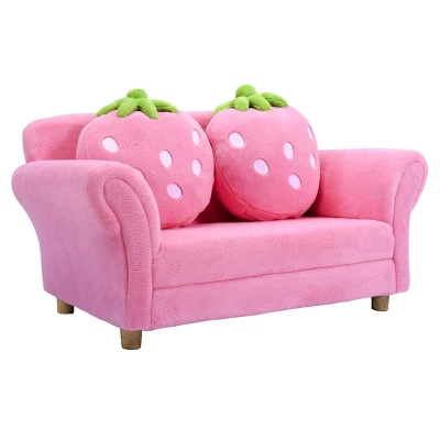 Costway Kids Sofa Strawberry Armrest Chair Lounge Couch W/2 Pillow Children Toddler Pink 9 Costway Kids Sofa Strawberry Armrest Chair Lounge Couch W/2 Pillow Children Toddler Pink - Image 7