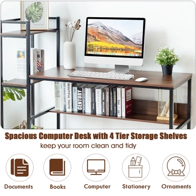Costway Multi-Functional Computer Desk With 4-tier Storage Shelves 8 Costway Multi-Functional Computer Desk With 4-tier Storage Shelves - Image 6