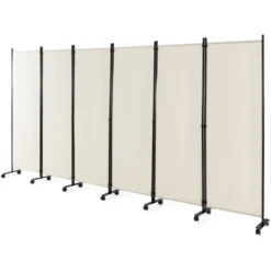 Costway 6-Panel Folding Room Divider 6FT Rolling Privacy Screen With Lockable Wheels Black/Brown/Grey/White -Costway GUEST f85110c6 f8b6 41bb 8086 b7010b3dacad