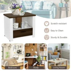 Costway Accent Nightstand With Drawer And Open Shelf Sofa End Table Bedroom Living Room -Costway GUEST f85b9dd8 e9e3 41ff 88d8 69145f516807