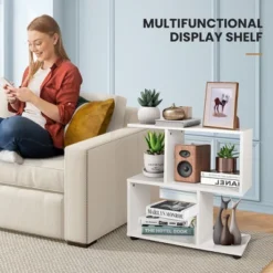 Costway 2 PCS 2-Tier Bookshelf S Shaped Bookcase Storage Rack Display Shelf W/ Foot Mats -Costway GUEST f86ffe70 621e 4a41 b8c6 fd5412476ddd