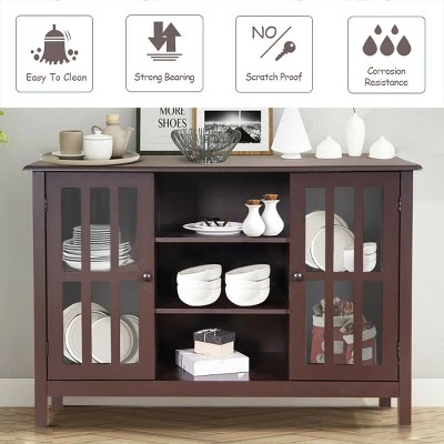 Costway Wood TV Stand Entertainment Media Center Console For TV Up To 50'' 7 Costway Wood TV Stand Entertainment Media Center Console For TV Up To 50'' - Image 5