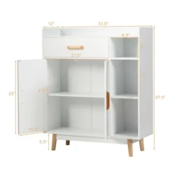 Costway Floor Storage Cabinet Free Standing Cupboard Chest W/1 Drawer 2 Doors 3 Shelves -Costway GUEST f89174fd 4f07 4330 90f4 9ae3aa040964