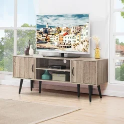 Costway TV Stand Entertainment Center For TV's Up To 65'' W/ Storage Cabinets & Wood Legs -Costway GUEST f8a10ef1 0078 4056 948b 4f34486b568a