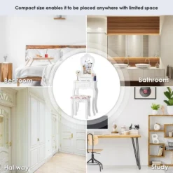 Costway White Vanity Jewelry Makeup Dressing Table Stool Drawer -Costway GUEST f8b60341 a85d 4a01 8b6b 36fb18d51e8d