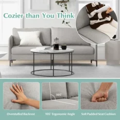 Costway Modern 76'' Loveseat Sofa Couch For Living Room Apartment Dorm With Metal Legs Gray -Costway GUEST f8be856f 6929 401b 8e0e 027d2ac8d472