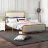Costway Full Gold Metal Bed Frame Upholstered Platform Bed With Velvet Headboard -Costway GUEST f8caef0a 72c1 45af 858a 1cf502eb81ee