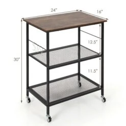Costway 3-Tier Kitchen Serving Cart Utility Standing Microwave Rack W/ Hooks -Costway GUEST f8d5d085 fe6a 435a af34 538df50106b5