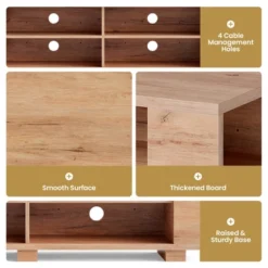 Costway 59'' Wood TV Stand Console Storage Entertainment Media Center With Shelf Natural -Costway GUEST f8d7803d 1d42 478c 9dba da5ee629eb50