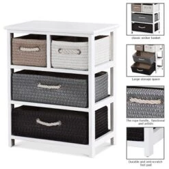 Costway Storage Drawer Unit 4 Woven Basket Cabinet Chest Bedside Table Nightstand 14 Costway Storage Drawer Unit 4 Woven Basket Cabinet Chest Bedside Table Nightstand -Costway GUEST f911e3ae 82d8 4d1b 9e32 04eb0fe31abf
