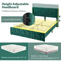 Costway Upholstered Platform Bed Frame Adjustable Headboard Footboard Modern Green 18 Costway Upholstered Platform Bed Frame Adjustable Headboard Footboard Modern Green -Costway GUEST f9292d7b c116 472f 8464 a1a396820e7e