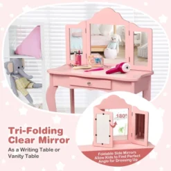 Costway Kids Vanity Table & Stool Princess Dressing Make Up Play Set For Girls Pink 14 Costway Kids Vanity Table & Stool Princess Dressing Make Up Play Set For Girls Pink -Costway GUEST f95a84c8 ae0a 42cd b776 f0be7213686a