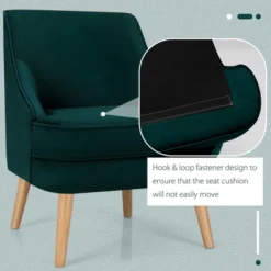 Costway Accent Chair Velvet Upholstered Single Sofa With Rubber Wood Legs PinkGreenGrey -Costway GUEST f971e91e 7973 4759 84f2 93ba9faa567d