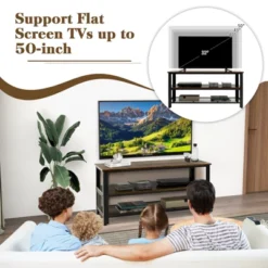 Costway 3-Tier TV Stand For 50-Inch Flat Screen TVs Entertainment Center Open Shelves Steel Frame TV Console Table Living Room Entryway Rustic Brown -Costway GUEST f9a07729 139f 4aa8 a2a4 71459d400100