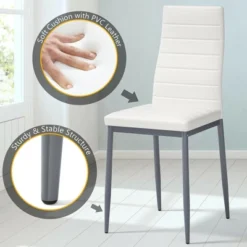 Costway 5 Piece Dining Set Table 29.6'' And 4 Chairs Glass Metal Kitchen Breakfast Furniture White 14 Costway 5 Piece Dining Set Table 29.6'' And 4 Chairs Glass Metal Kitchen Breakfast Furniture White -Costway GUEST f9c2602b af8d 4c5c a095 99c330a865f1