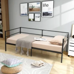 Costway Twin Daybed Sofa Bed Frame Metal Platform With Headboard For Guest - Living Room