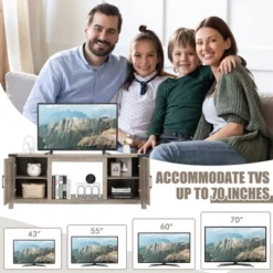 Costway 62'' Farmhouse TV Stand Entertainment Center For TVs Up To 70 Inches Natural -Costway GUEST fa026d0b 35f9 494b 814e ae89e9fdcffd