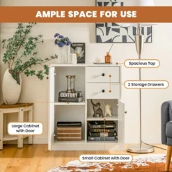 Costway Kitchen Storage Cabinet 2 Drawer Sideboard Floor Cupboard With Adjustable Shelves -Costway GUEST fa1574c0 96fa 4187 b73c 91b63308c821