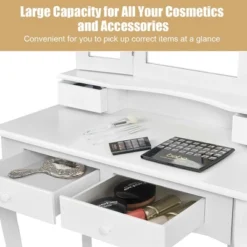 Costway Vanity Makeup Dressing Table Stool 4 Jewelry Wood Desk White -Costway GUEST fa1e7389 4721 4fc4 9341 06cdd56a9a3a