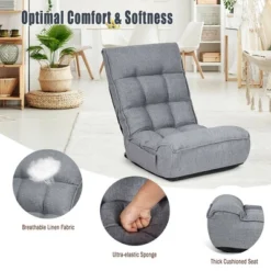Costway 4-Position Floor Chair Folding Lazy Sofa W/Adjustable Backrest& Headrest Gray 18 Costway 4-Position Floor Chair Folding Lazy Sofa W/Adjustable Backrest& Headrest Gray -Costway GUEST fa32ba40 4c89 4f5f bfbc 85703aa6b2ff