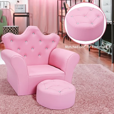 Costway Pink Kids Sofa Armrest Chair Couch Children Toddler Birthday Gift W/ Ottoman 4 Costway Pink Kids Sofa Armrest Chair Couch Children Toddler Birthday Gift W/ Ottoman - Image 2