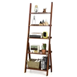 Costway 5-Tier Bamboo Ladder Shelf Bookshelf Display Storage Rack Flower Stand 23 Costway 5-Tier Bamboo Ladder Shelf Bookshelf Display Storage Rack Flower Stand -Costway GUEST fa3696da 7de4 4fef a395 c3904d5c8334