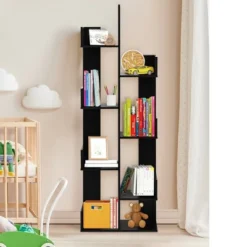 Costway 8-Tier Bookshelf Bookcase W/8 Open Compartments Space-Saving Storage Rack White/Black -Costway GUEST fa66378f 23c0 4db7 b593 6db268a601c4