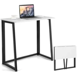 Costway Folding Computer Desk No Assembly Study Writing Table For Small Spaces Walnut/Black/Brown/White -Costway GUEST fac6f2f0 3930 4287 b299 1c0ab013aa26