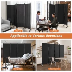 Costway 4-Panel Folding Room Divider 6FT Rolling Privacy Screen With Lockable Wheels Black/Brown/Grey/White -Costway GUEST fad7183a f8f2 4419 8aef 7f1a65fffdbd