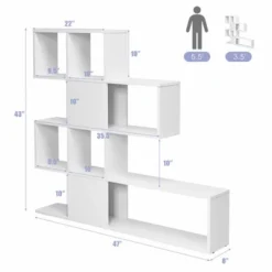 Costway 5-Tier Bookshelf Corner Ladder Bookcase Display Storage Rack White