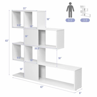 Costway 5-Tier Bookshelf Corner Ladder Bookcase Display Storage Rack White 3 Costway 5-Tier Bookshelf Corner Ladder Bookcase Display Storage Rack White