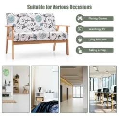 Costway Modern Fabric Loveseat Sofa Couch Upholstered 2-Seat Wood Armchair -Costway GUEST faf8af2d e2f2 4652 901d 5a6bf699adb7