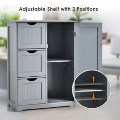 Costway Bathroom Floor Cabinet Side Storage Cabinet With 3 Drawers And 1 Cupboard Grey Black 16 Costway Bathroom Floor Cabinet Side Storage Cabinet With 3 Drawers And 1 Cupboard Grey Black -Costway GUEST fb2c4a40 0d45 4aed bec3 a315f56a895f