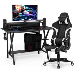 Costway Gaming Computer Desk&Massage Gaming Chair Set W/Monitor Shelf Power Strip 27 Costway Gaming Computer Desk&Massage Gaming Chair Set W/Monitor Shelf Power Strip -Costway GUEST fb675fe5 021a 4d8e 8a60 28f79135c773