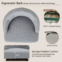 Costway Set Of 4 Swivel Bar Stools Tufted Bar Height Pub Chairs With Rubber Wood Legs Grey/Beige -Costway GUEST fbd258e0 38b0 4463 ab02 a37c10c23f1e