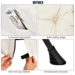 Costway Modern Polyester Fabric Lazy Chair Single Sofa Chair W/ Side Pocket NavyBeigeGrey -Costway GUEST fbea2427 858d 4c2f ae12 6a52dc714f94