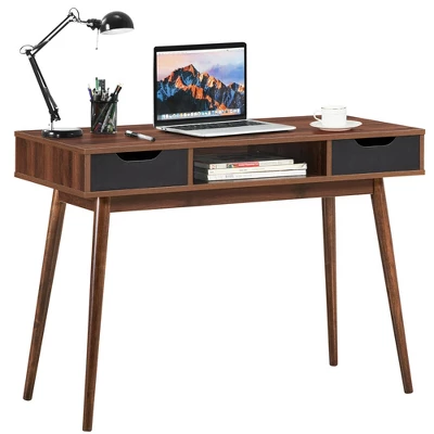 Costway Computer Desk Writing Table W/ Drawers Laptop PC Workstation Home OakWalnut 12 Costway Computer Desk Writing Table W/ Drawers Laptop PC Workstation Home OakWalnut - Image 10