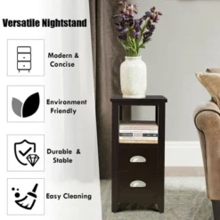 Costway Set Of 2 End Bedside Table Rectangular Nightstand W/ 2 Drawers & Shelf Espresso 16 Costway Set Of 2 End Bedside Table Rectangular Nightstand W/ 2 Drawers & Shelf Espresso -Costway GUEST fc0db44f e403 45d1 ab4f 7bb741f2135d