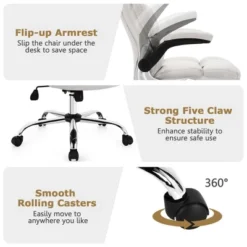 Costway High Back Big & Tall Office Chair Adjustable Swivel W/Flip-up Arm -Costway GUEST fc2a5cf0 3742 47fb b26b 93e04e722496
