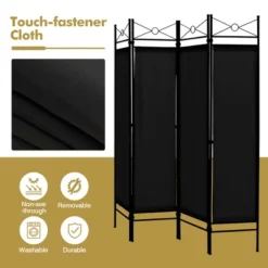 Costway 6 FT 4-Panel Folding Room Divider Freestanding Privacy Screen Steel Frame BrownBlackWhite -Costway GUEST fc31d437 35fc 4f7e 8bcf c08a6f8cbdfe